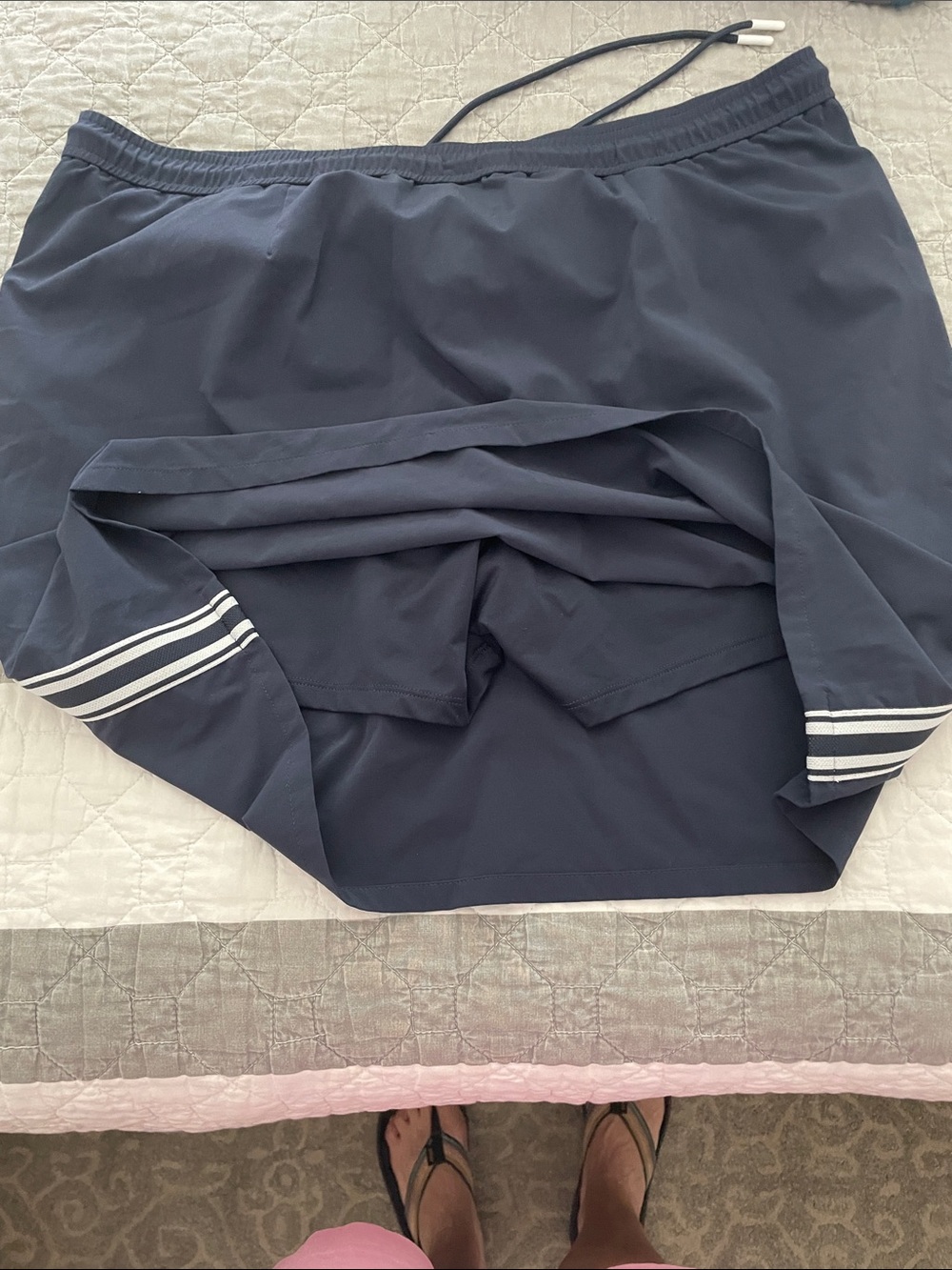 J. Jill Navy Drawstring Athletic Skort with white Side Stripes - Picture 3 of 3